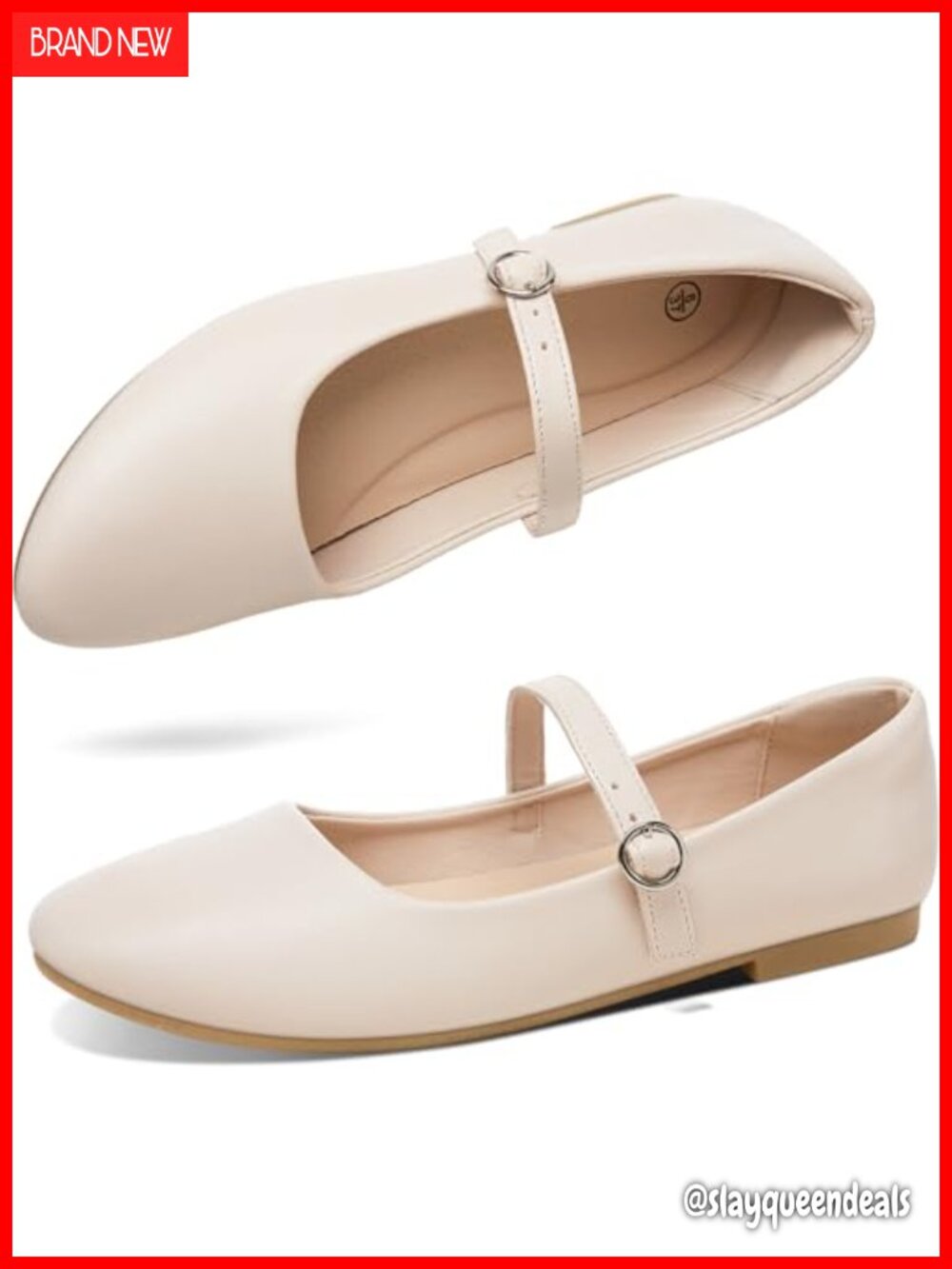 Mary Jane Flats Women PU-Leather Round Toe Ballet Dress Shoes